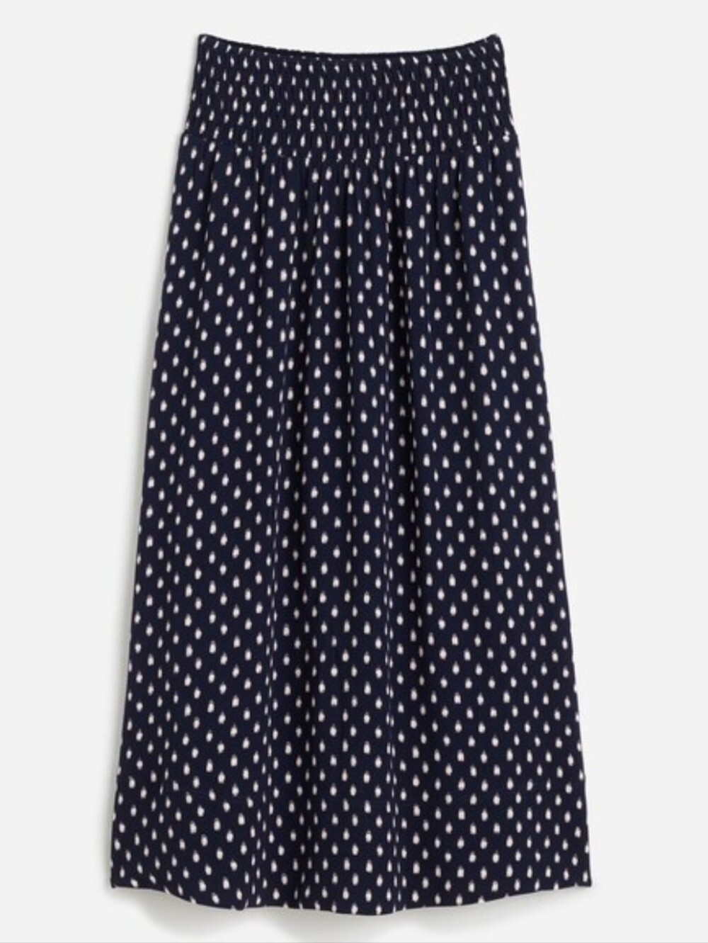 Madewell Shibori Dot Smocked Midi Skirt Navy Size 14
